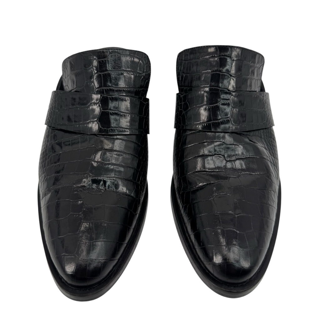 Freda Salvador Keen Mules Croc Embossed Black 9 - Picture 3 of 9